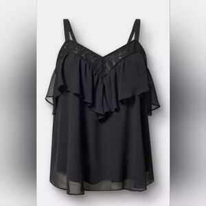 Torrid Black Layered Ruffle & Lace Cami
